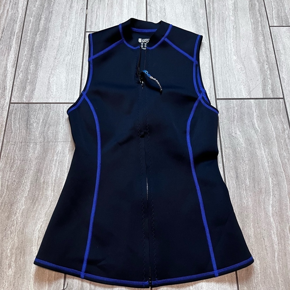 Lands End Womens Sport Swim Full Zip Tank Top Size XS